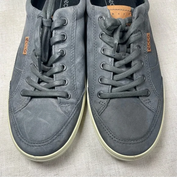 Ecco Mens Soft 7 Titanium Gray Leather Casual Sneakers Comfort Shoes - Picture 5 of 10